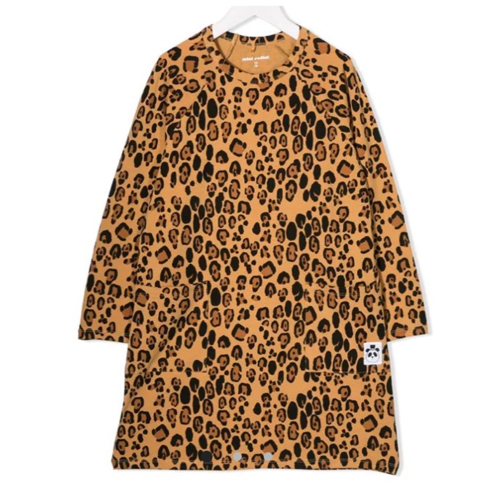 Mini Rodini basic leopard long sleeve dress EUC